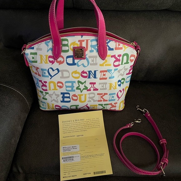 Dooney & Bourke Zip Zip Doodle Rainbow Satchel - Picture 2 of 16